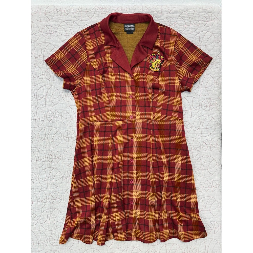 Her Universe Harry Potter Dress Red Gryffindor Plaid Button / Womens 3